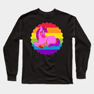 Pink vintage unicorn Long Sleeve T-Shirt